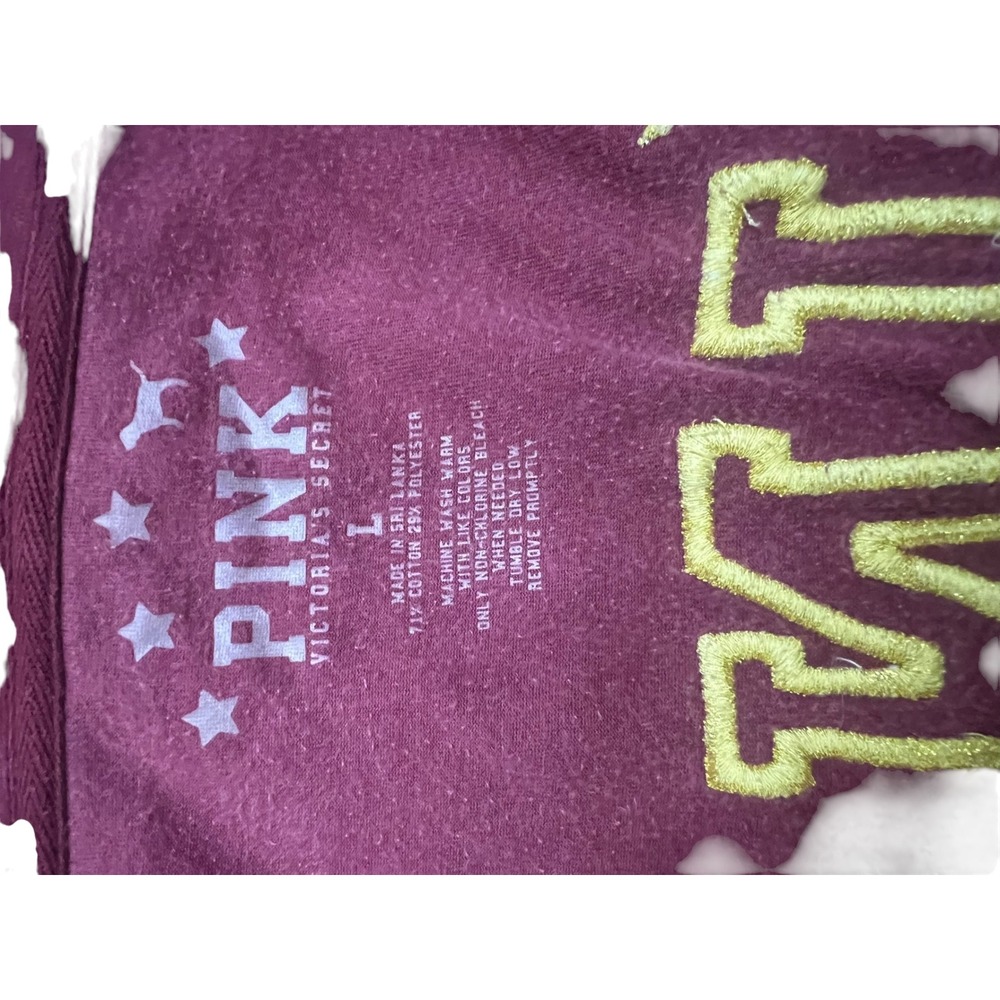 Vintage PINK Victoria's Secret Velour Zip Hoodie Burgundy Gold Embroidered L - Picture 5 of 7